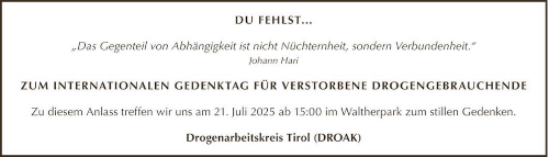 Parte anlässlich des Gedenktags für verstorbene Drogengebrauchende