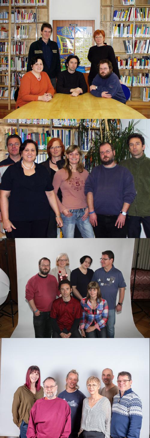 Das Team im Laufe der Zeit